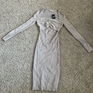 Abercrombie & Fitch tanCinched Front Cutout Midi Sweater Dress